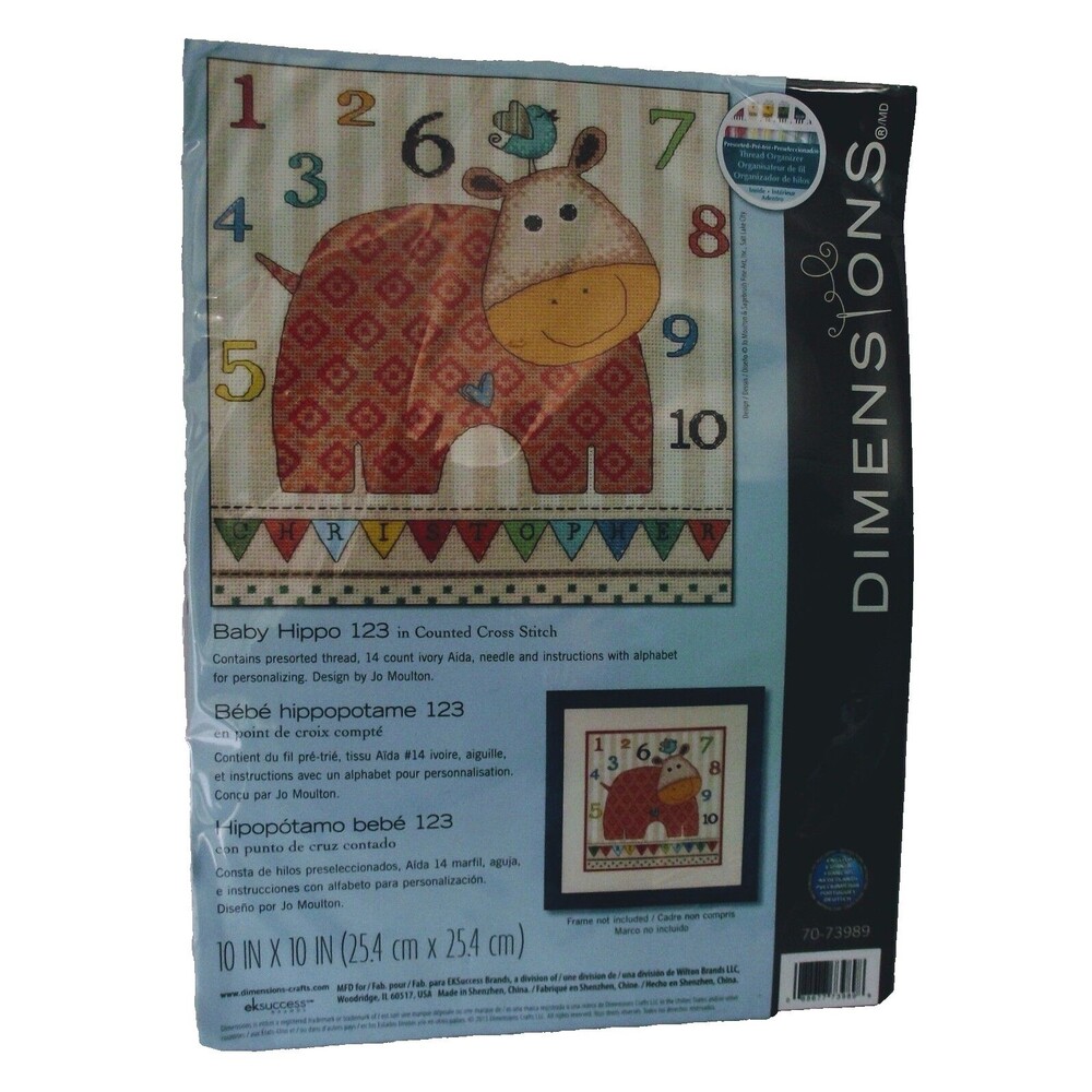 Baby Hippo Counted Cross Stitch Personalize Dimensions Nursery Kit Alphabet NEW